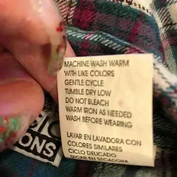 ๐ 6/$60, Basic Edition Flannel, White/Magenta/Turquoise/Black, Size Large - Picture 3 of 4